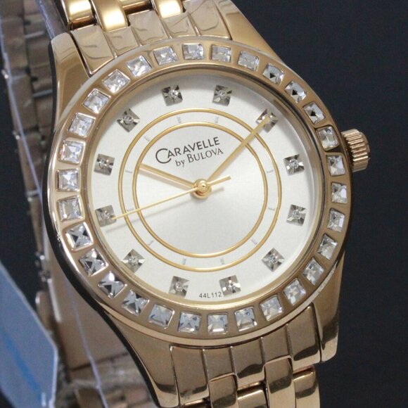 Caravelle Ladies Quartz Watch By Bulova Chrystal Bezel And Indices 32mm - Picture 8 of 13